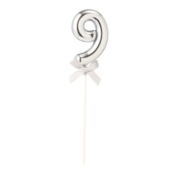 Topper per torta Numero 9 Silver Cm. 23