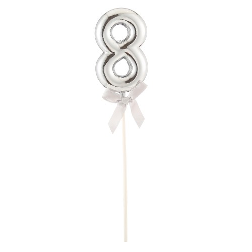 Topper per torta Numero 8 Silver Cm. 23