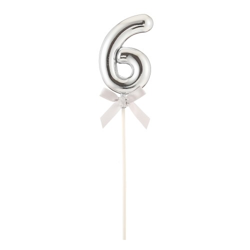 Topper per torta Numero 6 Silver Cm. 23