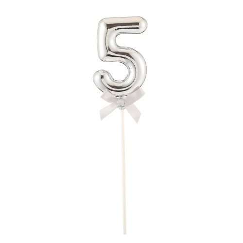 Topper per torta Numero 5 Silver Cm. 23