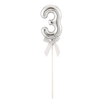Topper per torta Numero 3 Silver Cm. 23
