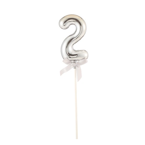Topper per torta Numero 2 Silver Cm. 23