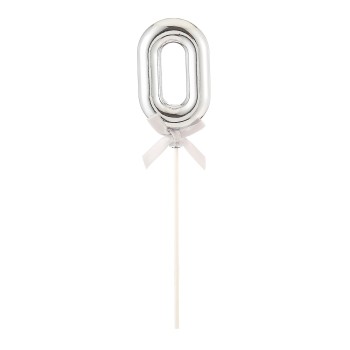 Topper per torta Numero 0 Silver Cm. 23