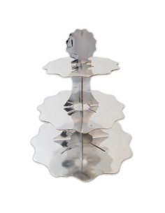Alzatina 3 piani Cm. 35-26-21 H. Cm. 35 metallizzata Argento