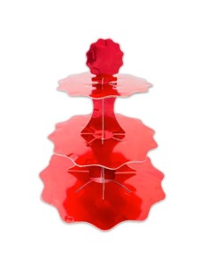 Alzatina 3 piani Cm. 35-26-21 H. Cm. 35 metallizzata Rosso