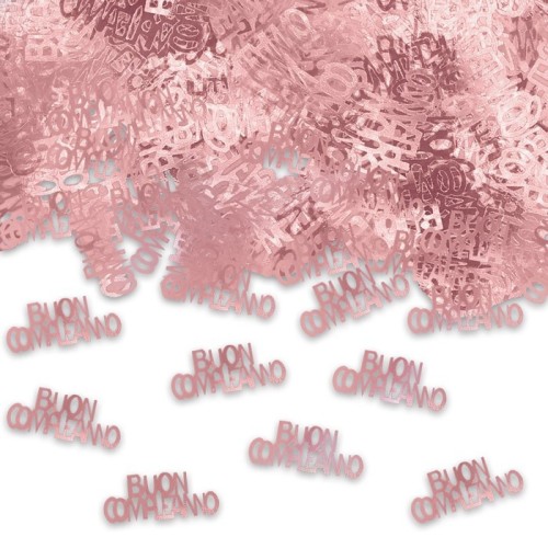 Confetti decorativi metallizzati gr. 15 - Buon Compleanno Rosa Gold