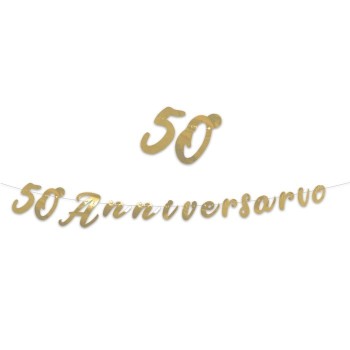 Festone scritta italic "50° Anniversario" Oro metal