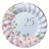 Piatti carta cm. 20 "25° Anniversario" Floral - Confezione 8 pezzi