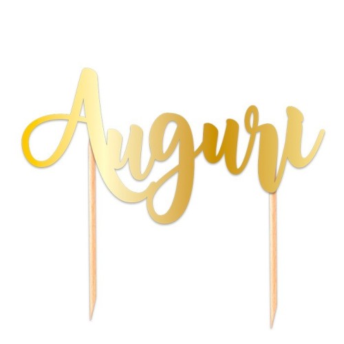 Cake topper scritta Italic Cm. 20x15 Auguri Oro