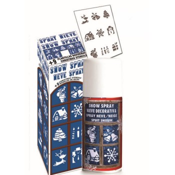 Bomboletta spray neve classica 150 ML con 9 stencil natalizi