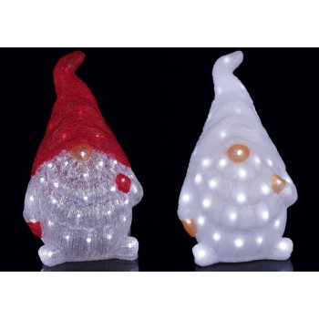 Gnomo acrilico con 60 led Cm. 51x32x29 - Colori assortiti