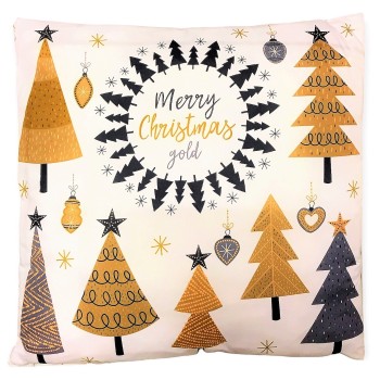 Cuscino quadrato natalizio in tessuto Cm. 45x45 "Merry Christmas Gold"