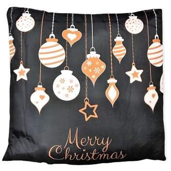 Cuscino quadrato natalizio in tessuto Cm. 45x45 "Merry Christmas Black"