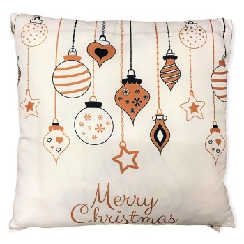 Cuscino quadrato natalizio in tessuto Cm. 45x45 "Merry Christmas White"