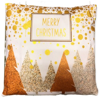 Cuscino quadrato natalizio in tessuto Cm. 45x45 "Merry Christmas White Gold"