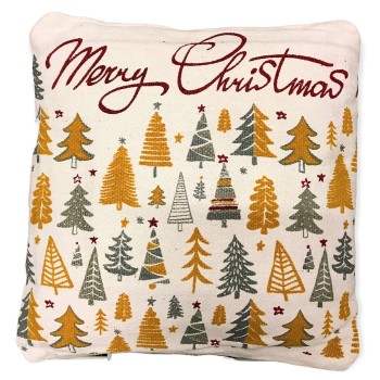 Cuscino quadrato natalizio in cotone Cm. 45x45 "Merry Christmas"