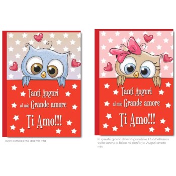 Biglietto auguri classico Amore Gufetti 2