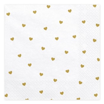 Tovaglioli carta cm. 33x33 "Hearts Gold" - Confezione 20 pezzi
