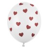 Palloncini in lattice Strong Cm. 30 - Bianchi con cuori rossi - Confezione 50 pezzi