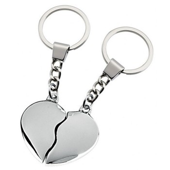 Portachiavi cromato cuore spezzato in gift box