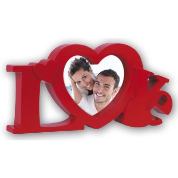 Portafoto love sagomato "LOVE" Rosso Cm.22x12 - Formato foto cm. 10x10