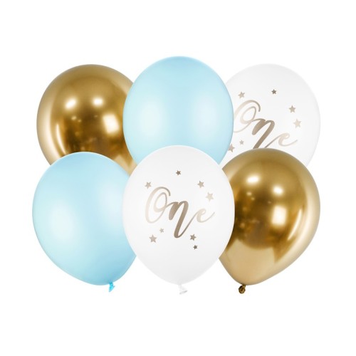 Palloncini in lattice cm. 30 One Blue - Light Pastel - Blister 6 pezzi