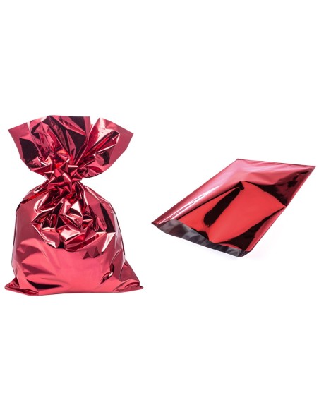 Busta regalo metallizzata cm. 25x15 - Confezione 50 pezzi - Rosso