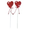 Pick in panno cuore con cuoricini Cm. 7x7 - Set 12 pezzi
