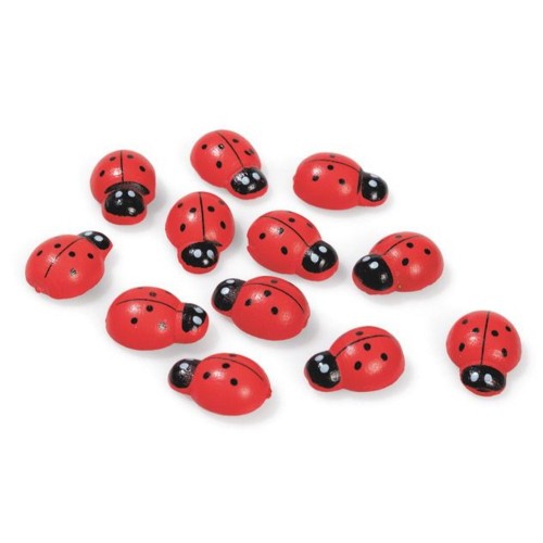 Coccinella in legno con adesivo cm. 1,3 - Confezione 100 pezzi