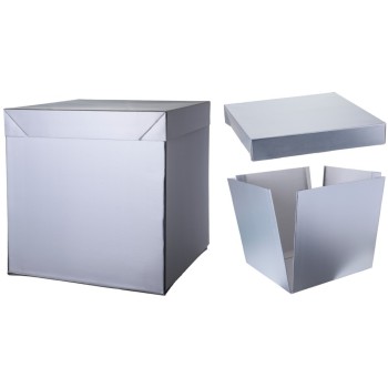 Scatola Mini box Surprise per palloncini cm. 30x30x30 - Metal Argento Silver