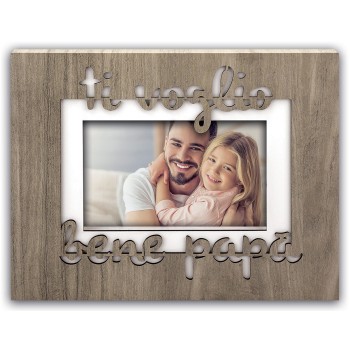Portafoto legno "Ti voglio bene papà" Cm. 20x25 - Foto cm. 10x15