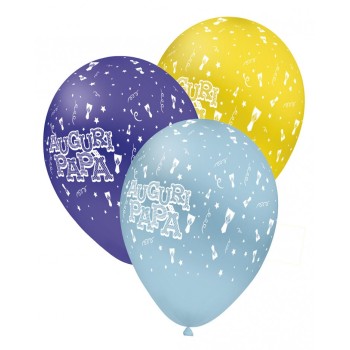 Palloncino lattice 11/12" Cm. 30 - Auguri Papà multicolor - Blister 10 pezzi