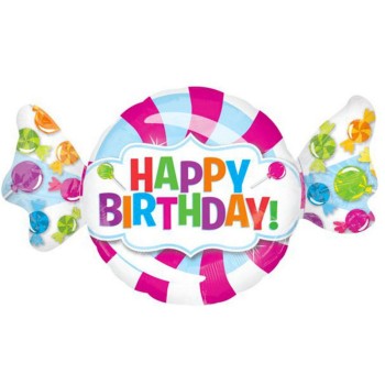 Palloncino mylar Supershape CaramellaHappy Birthday Cm. 101x60