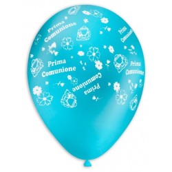 Palloncini lattice 11"/12" Globo metallizzato "Prima Comunione" celeste - Cf. 100 pz