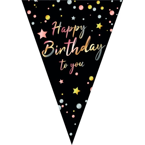 Festone bandierine pvc Happy Birthday mt. 5 - Black & Gold