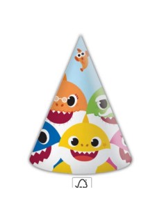 Cappellino party a cono Baby Shark - Blister 6 pezzi