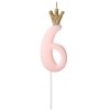 Candelina per torta numero con corona cm. 9,5 - Light Pink - Nr. 6