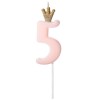 Candelina per torta numero con corona cm. 9,5 - Light Pink - Nr. 5