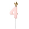 Candelina per torta numero con corona cm. 9,5 - Light Pink - Nr. 4