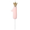 Candelina per torta numero con corona cm. 9,5 - Light Pink - Nr. 1