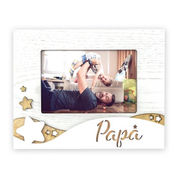 Portafoto in legno "Papà" con stelle Cm.22x17 - Formato foto cm. 10x15