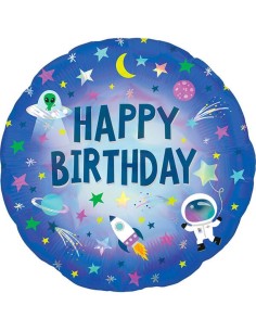 Palloncino mylar 18" Cm. 43 - Happy Birthday Spazio