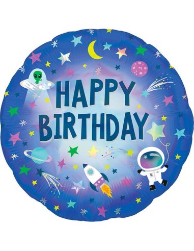Palloncino mylar 18" Cm. 43 - Happy Birthday Spazio