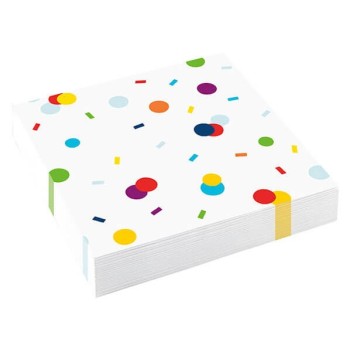 Tovaglioli carta 3 veli Cm. 33x33 Confetti Dots Multicolor - Blister 20 pezzi