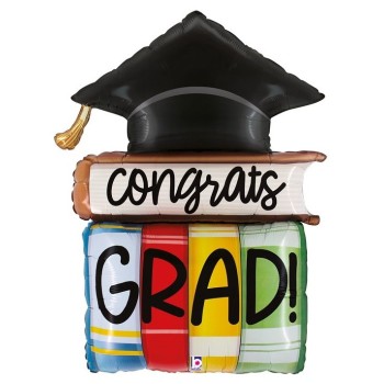 Palloncino mylar Supershape 44" Libri con tocco Congrats Grad!