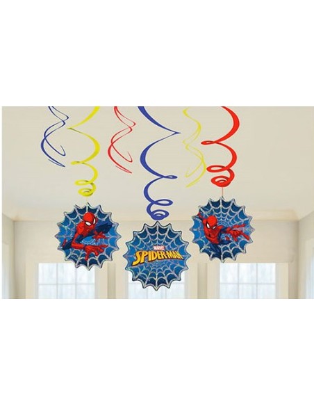 Festone pendente swirls Spiderman - Blister 6 pezzi