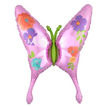 Palloncino mylar supershape Cm. 93x71 - Farfalla Auguri Mamma