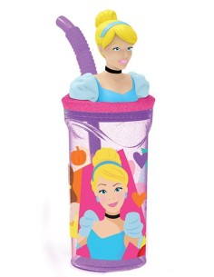 Bicchiere con cannuccia 3D Tritan - Principesse