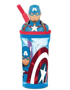 Bicchiere con cannuccia 3D Tritan - Capitan America