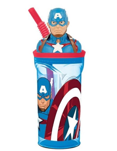 Bicchiere con cannuccia 3D Tritan - Capitan America